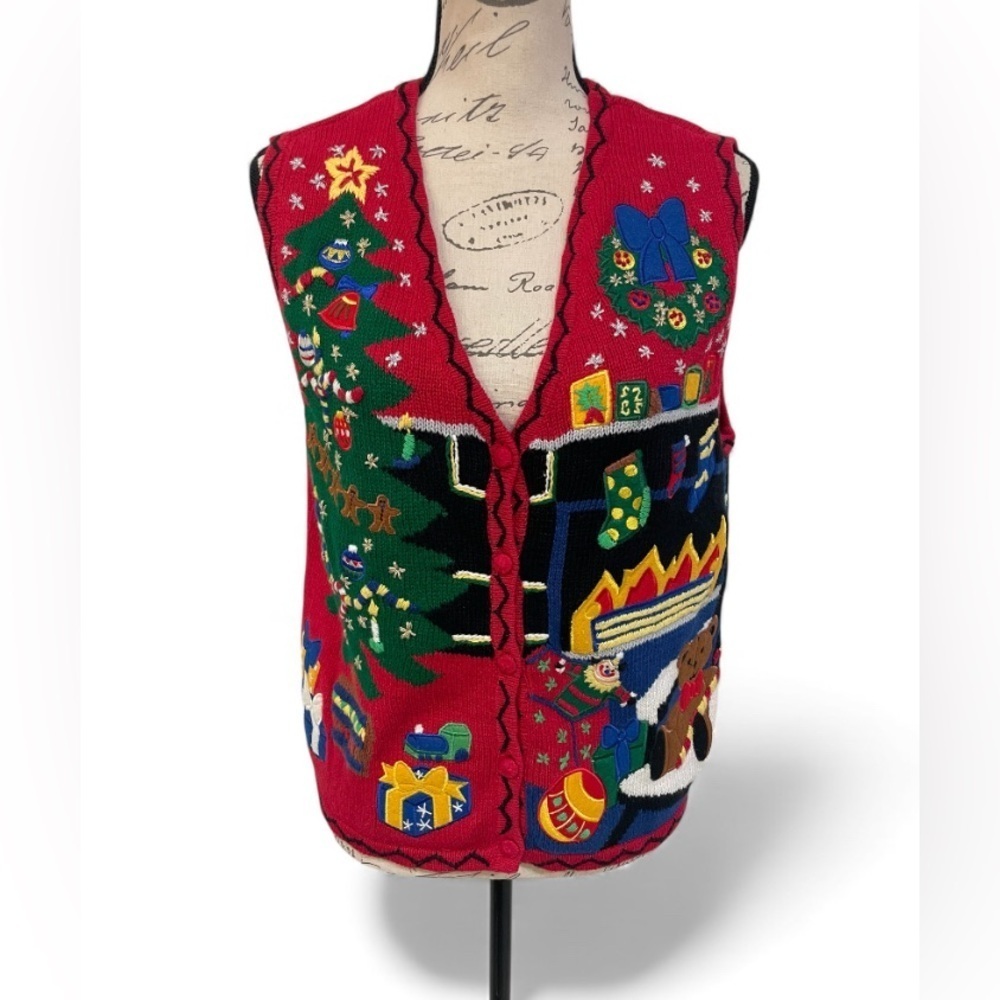 Designer Originals Studio Christmas Sweater Vest S – Ugly Holiday Party Teddy